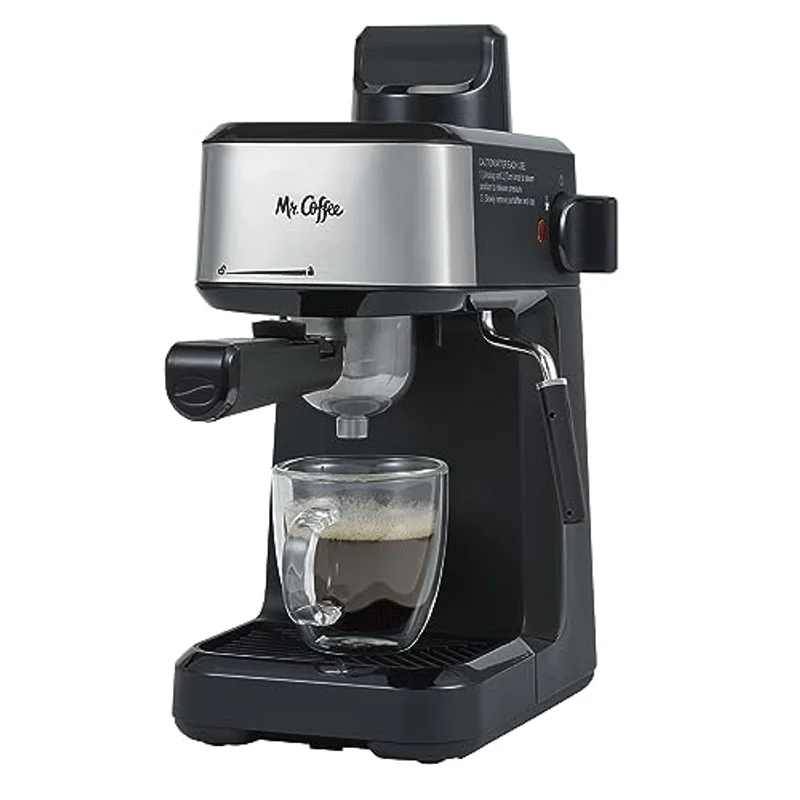 Mr. Coffee 4-Shot Steam espresso machine with stainless frothing pitcher