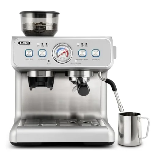 Gevi Dual Boiler Espresso Machine with built-in grinder and 58mm portafilter