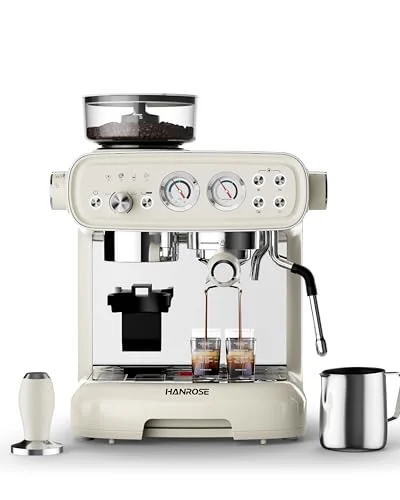 Hanrose espresso machine with built-in grinder, milk frother and ULKA pump