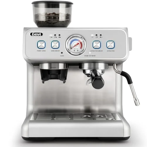 Gevi dual boiler espresso machine with grinder and 58mm portafilter