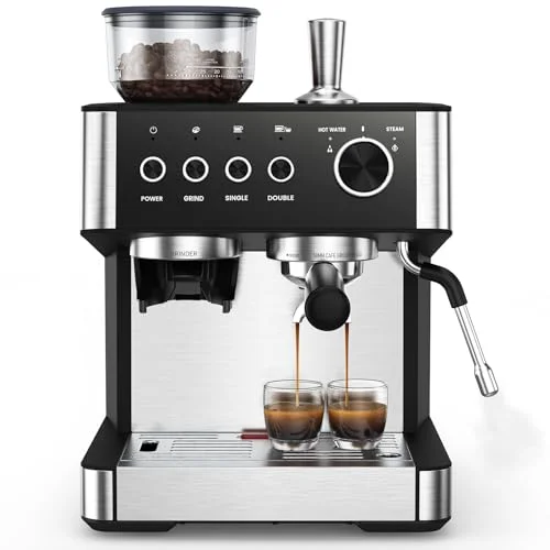 Electactic 20 Bar Espresso Machine with built-in anti-clog coffee grinder