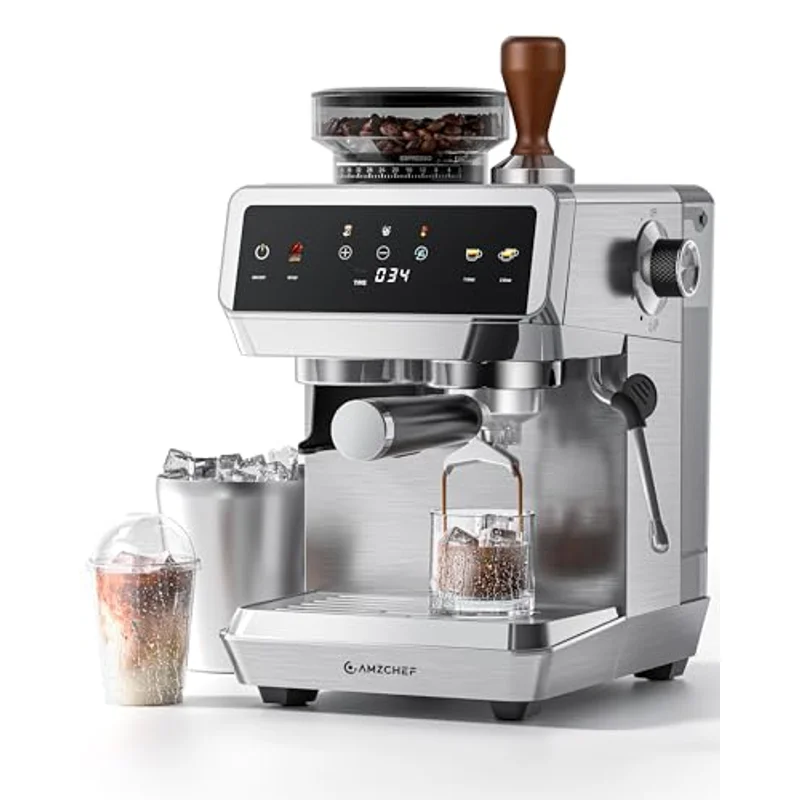 AMZCHEF espresso machine with built-in grinder