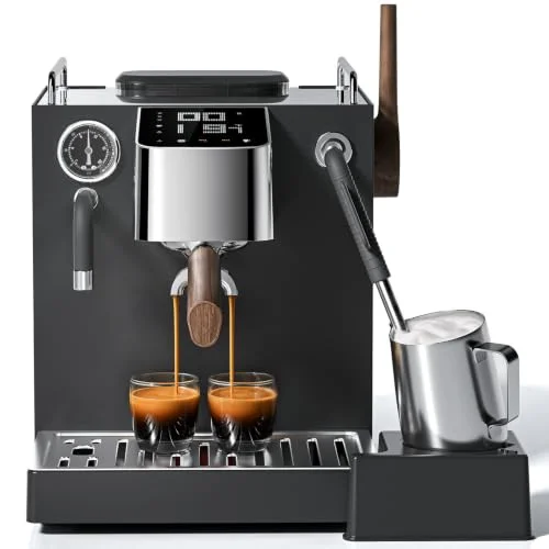 AMZCHEF 9 Bar OPV espresso machine in black with automatic milk frother