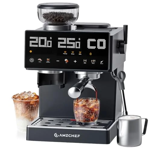 AMZCHEF espresso machine with built-in grinder, 1500W, 40 grind settings