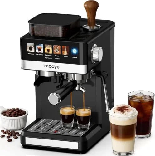 Mooye espresso machine with grinder and milk frother