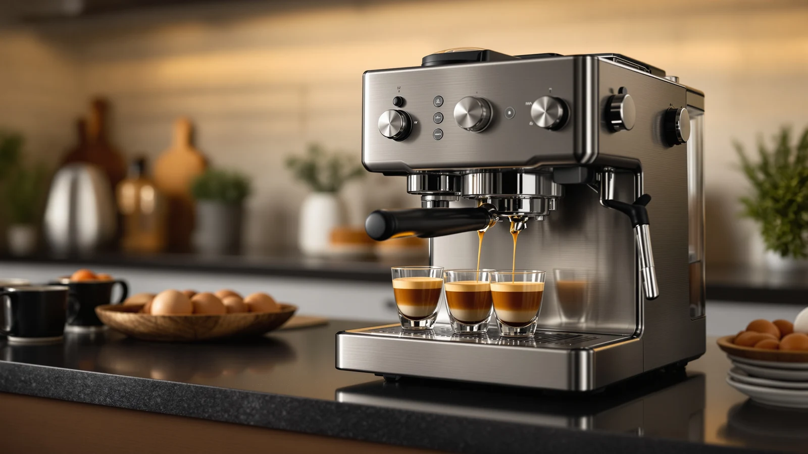 A stainless steel mid-range espresso machine with a steam wand on a kitchen counter, representing the under-$500 buying bracket