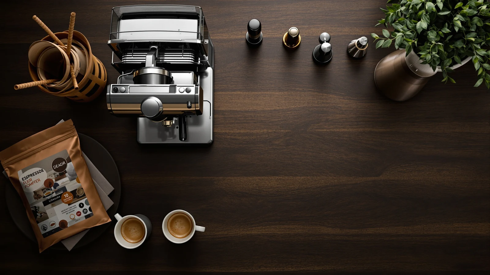 Espresso machine on a kitchen counter with a portafilter and cup, styled for a buying guide